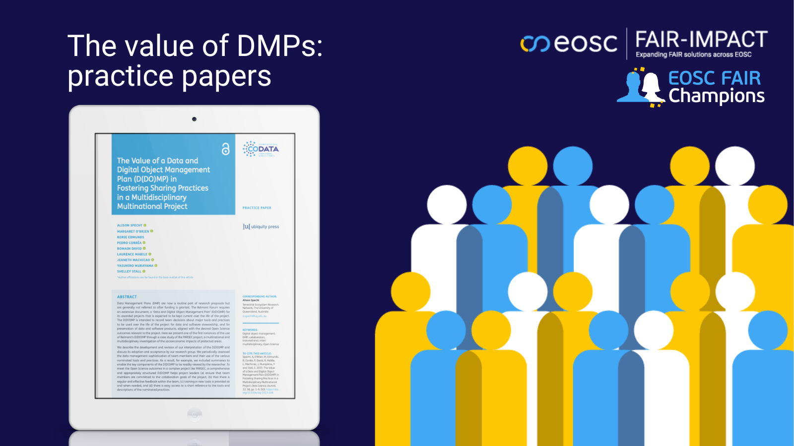 Two practice papers on DMPs published by the Data Science Journal - banner